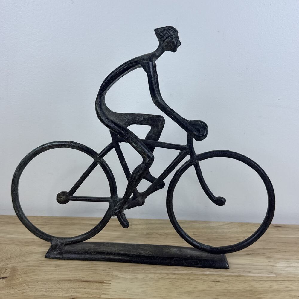 Vintage Bicycle Metal Table Sculpture Modern Aged Patina Bike 10.5” By 9”